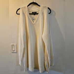 Lane Bryant NWT white cable knit sweater with open shoulder sleeve detail  18/20